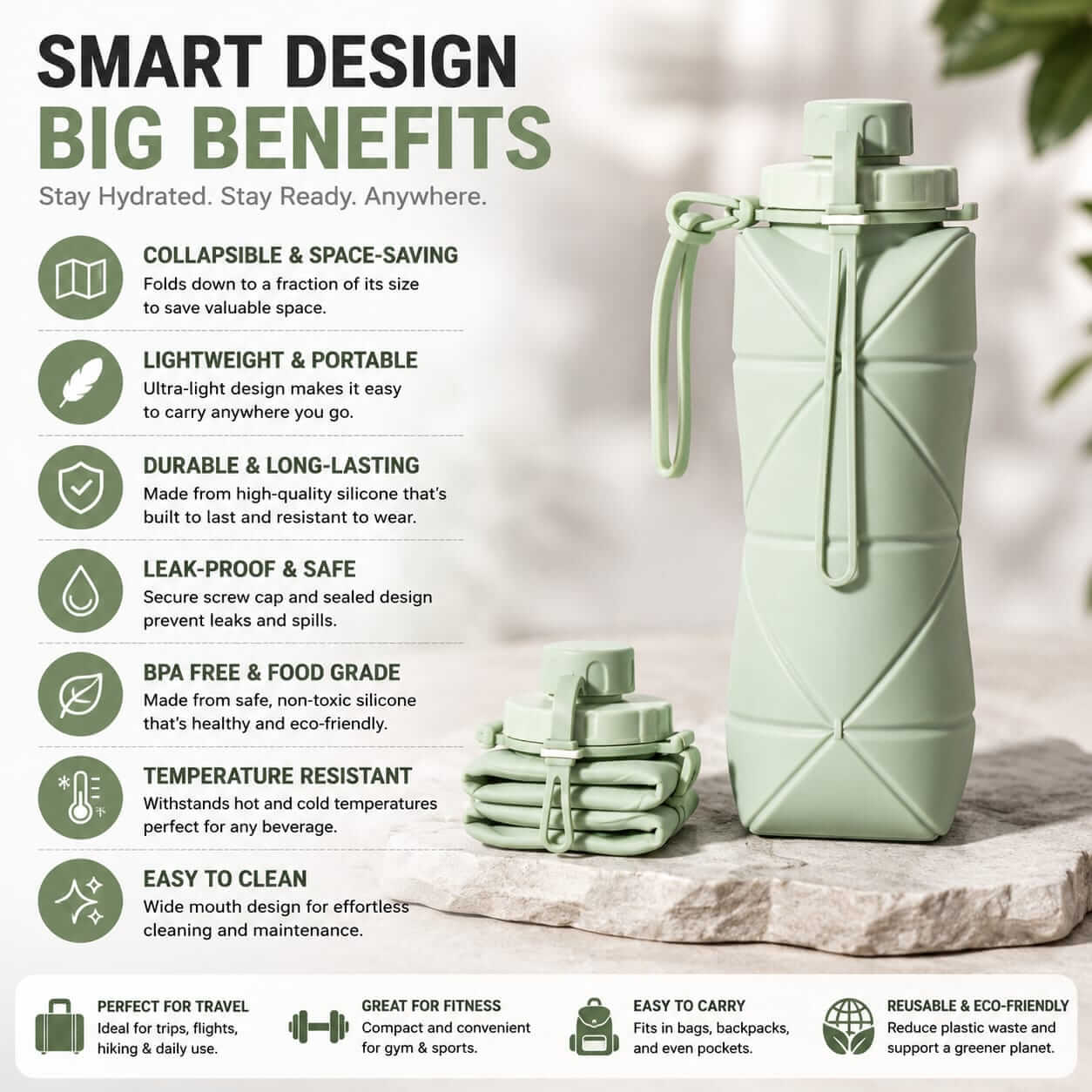 Silicone Folding Water Bottle